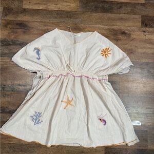 Zara Kids Cream cover up with Colorful Embroidery